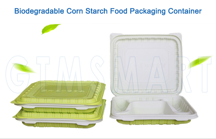 Biodegradable corn starch food packaging container