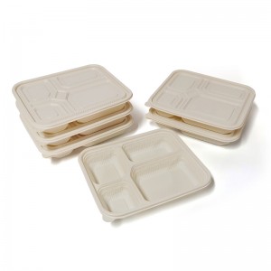 PLA Biodegradable Disposable 4 Compartment Takeaway Lunch Box With Lid