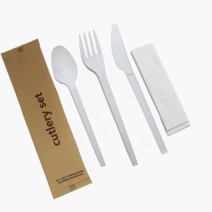 Eco Friendly Biodegradable PLA Disposable Cutlery Forks Knives and Spoons
